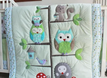 Promotion! 7pcs Embroidery Crib Baby Bedding Sets Bed Linen ,include (bumpers+duvet+bed cover+bed skirt)