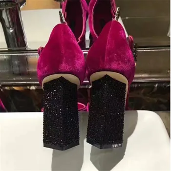 MIQUINHA 2017 Fashion Escarpins Femme Women Pumps Chaussures Femmes Escarpins Square Heel With Crystal Decor Summer Shoes Pumps
