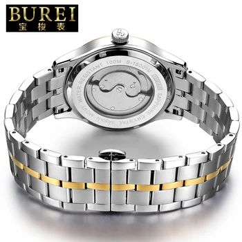 BUREI Luxury Crystal Sapphire Lens Men Automatic Mechanical Watch Waterproof Male Wristwatches With Premiums Package 15001