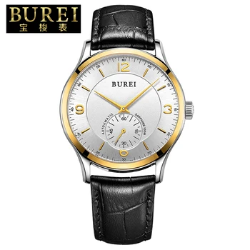 BUREI Luxury Crystal Sapphire Lens Men Automatic Mechanical Watch Waterproof Male Wristwatches With Premiums Package 15001
