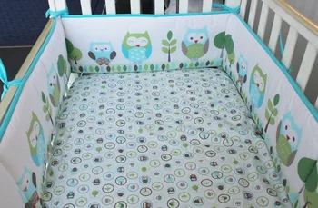 Promotion! 7pcs Embroidery crib cot bedding set Bed Linen baby bedding set,include (bumpers+duvet+bed cover+bed skirt)