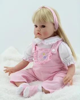 20inch Handmade Baby Toy Reborn Baby Girl Doll Realistic Soft Silicone Lifelike Toy Gift Pink Dresses Girls Hairband