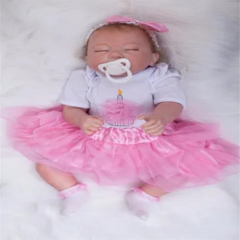 20 inch 50 cm Silicone baby reborn dolls, lifelike doll reborn Pink Princess Dress sleeping doll birthday gift