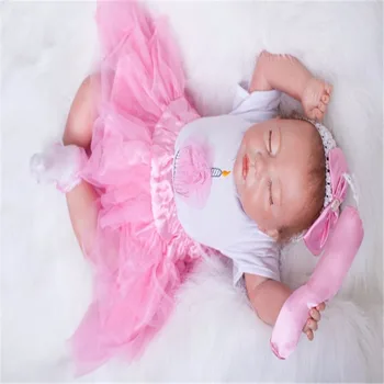 20 inch 50 cm Silicone baby reborn dolls, lifelike doll reborn Pink Princess Dress sleeping doll birthday gift