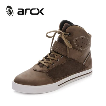 ARCX Vintage Motorcycle Boots Cow Leather City Leisure Shoes Motorbike Motorcycle Shoes Men Biker Touring Riding Ankle Boots
