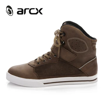ARCX Vintage Motorcycle Boots Cow Leather City Leisure Shoes Motorbike Motorcycle Shoes Men Biker Touring Riding Ankle Boots