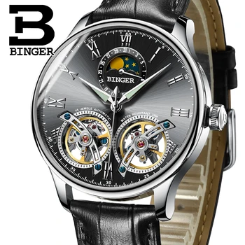 Switzerland watches men luxury brand BINGER sapphire Water Resistant toubillon full steel Mechanical Wristwatches B-8606MN-7