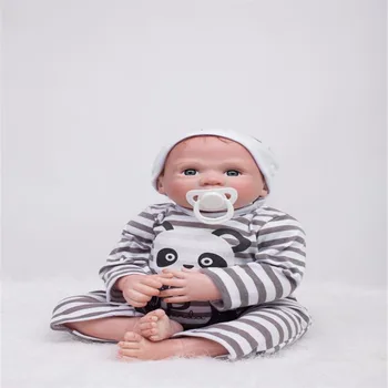 22 inch 55 cm Silicone baby reborn dolls, lifelike doll reborn Panda Cute Doll Pattern