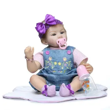 22inch Silicone reborn baby doll 55cm handmade lifelike baby girl doll soft vinyl reborn newborn dolls with clothes Bonecas