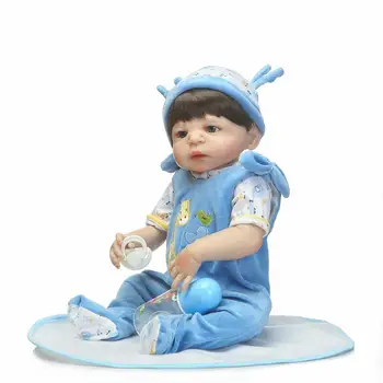 22inch 57cm Silicone baby reborn dolls, lifelike doll reborn Fashion Lovely blue strap set doll