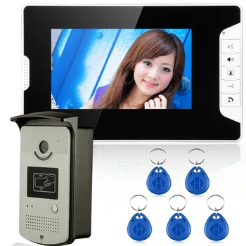 7'' Wired Color Video door phone Intercom HD Doorbell System Kit IR Camera Doorphone Monitor Speakerphone Intercom+5pcs key fobs