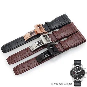 2017 NEW Style 22mm Alligator Grain Strap Embossed Genuine Leather Watch Band Top Quality Genuine Leather Watch Strap+Free tools
