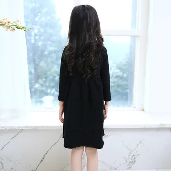 Girls Spring Autumn Korean Style Baby Comfortable Dress Color Kids Clothing Black Cotton
