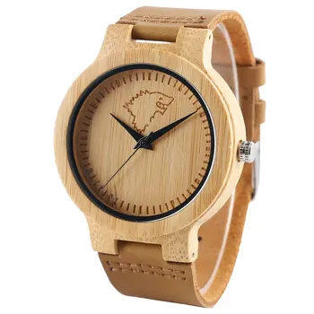 Creative Wooden Watch Game of Thrones Leather Band Gift Bangle Wolf Bamboo Quartz Wrist Watch Relogio Masculino Hombre