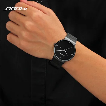 Top Brand SINOBI Women Watches Ultra Thin Stainless Steel Band Analog Display Quartz Watch Luxury Wristwatches Relogio Feminino