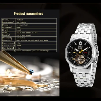 2017 Hot Nice JARGAR Fashion Classic Mechanical Calendar Analog Wristwatch Man's Casual watches Steel Band