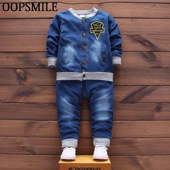 Spring Baby boys clothes Suits Infant/Newborn Clothes Sets Kids jeans coats+jeans pant Sets Children Suits bebes