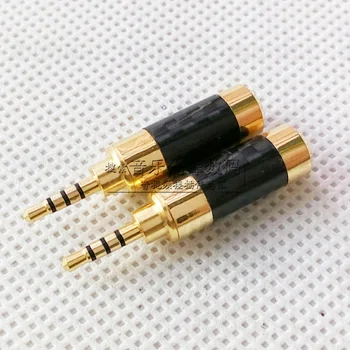 10PCS Gold Plated 4 Pole 2.5mm Jack Stereo Audio Jack Plug Connector Adapter Converter Carbon Fiber Mini Plugjack