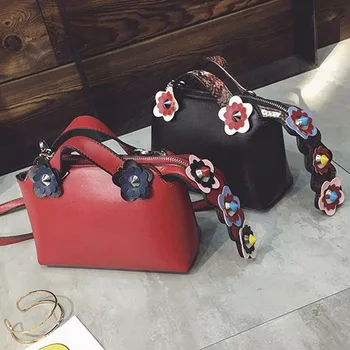 2017 Fashion Spring Women Shoulder Bags Leather Messenger Bag Boston Flowers Handbag Cross Body Bags 2016 PurXA595B