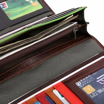 Women Genuine Leather Wallets Brand Purses Female Long Thin Wallet ID Card Case N360