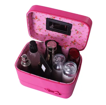 New design high - grade bowknot solid color cosmetic bag large - capacity cosmetics storage box makeup box