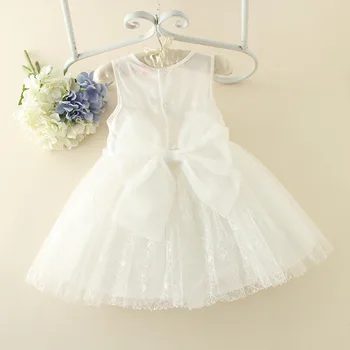 Retail Girl Dresses Solid White Girls Dresses 2017 Summer Children Ball Gown Dresses Vestido Infant Girl Clothes