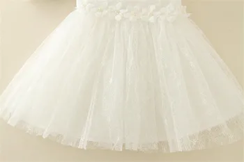 Retail Girl Dresses Solid White Girls Dresses 2017 Summer Children Ball Gown Dresses Vestido Infant Girl Clothes
