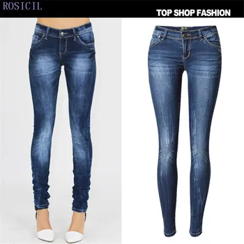 ROSICIL women jeans 2017 fall low waist full length denim pencil skinny jeans Femme TSL046#