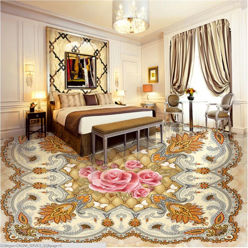 Beibehang Custom murals wallpaper 3D Continental Rose butterfly soft package marble relief 3D self - adhesive floor painting