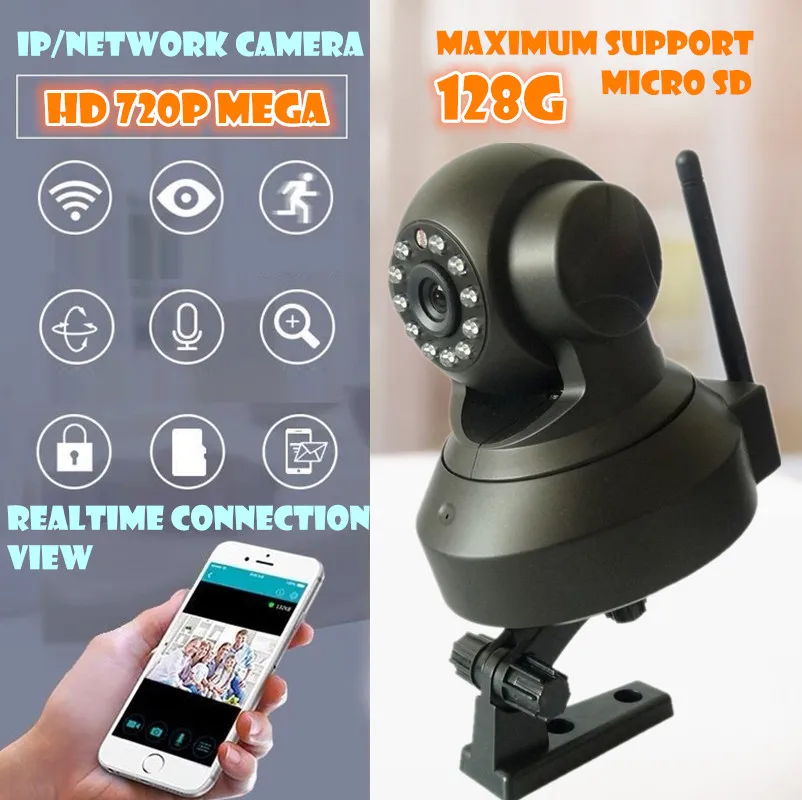 New Hot 720P Wireless Indoor P2P WiFi Baby Monitor Remote View Network Home IP Camera memory card