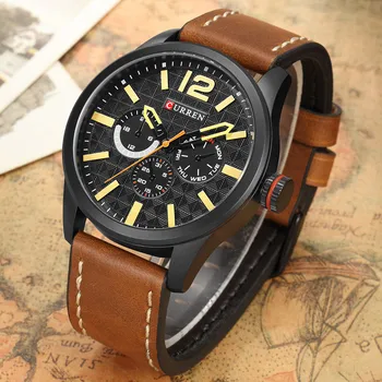 2017 New Curren Mens Watches Top Brand Luxury Leather Quartz Watch Men Wristwatch Fashion Casual Male Sport Clock Watch Relogio
