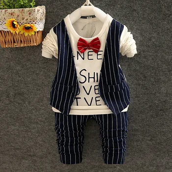 2017 Summer Style Baby Clothing Set Boys Clothes Sets Toddler Tops+Pants 2 Pcs Sets Kids Suit Vest Gentleman Clothes 3 Colors