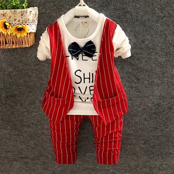 2017 Summer Style Baby Clothing Set Boys Clothes Sets Toddler Tops+Pants 2 Pcs Sets Kids Suit Vest Gentleman Clothes 3 Colors