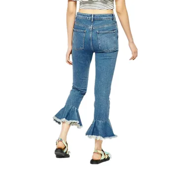 2017 Woman Denim Calf-length Pants Big Flare Jeans High Waist Summer Jeans Woman