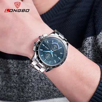 LONGBO Luxury Brand Full Steel Watches Top Quartz Male Watch Sports Men Waterproof Business Watch Dress 8833
