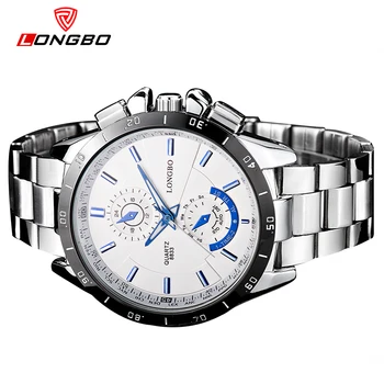 LONGBO Luxury Brand Full Steel Watches Top Quartz Male Watch Sports Men Waterproof Business Watch Dress 8833