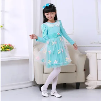 Baby girl spring dress long sleeves children dress luxury embroidery princess dress for girls children cotton clothes baby dress