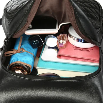 SUNNY SHOP Brand Designer Women Backpack American Plaid Design Backpacks PU Leather School Bag