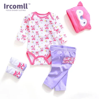 Infant Baby Clothing Sets Cotton Cute 4 Piece Sets Clothes For Female Newborns Baby Girl Boy Clothes Outfit
