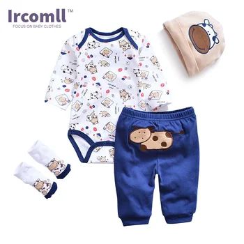 Infant Baby Clothing Sets Cotton Cute 4 Piece Sets Clothes For Female Newborns Baby Girl Boy Clothes Outfit