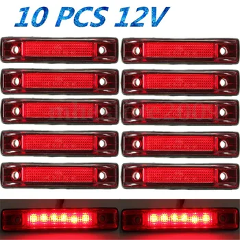10pcs 6 LED Clearance Side Marker Indicator Light Lamp Truck Trailer 12V Red