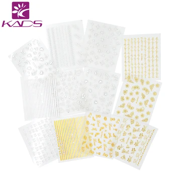 KADS New Fashion 36pcs/set 3D Lace&Butterfly&Heart Gold&Silver Image Nail Art Transfer Water Decals Beauty DIY Decorations
