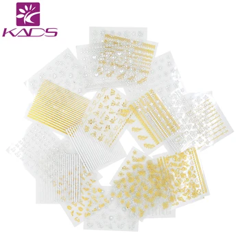 KADS New Fashion 36pcs/set 3D Lace&Butterfly&Heart Gold&Silver Image Nail Art Transfer Water Decals Beauty DIY Decorations