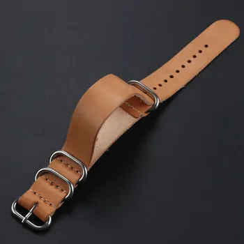 Khaki Light Brown Color 18/20/22 mm Strap Band Genuine Leather With Stainless Steel Pin Buckle For Sport Watches