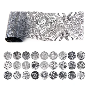 27Pcs Flower Mix Design Star Series Black Lace Charm Nail Art Sticker Manicure Supplies Popular Nail Decorations Decals JH423