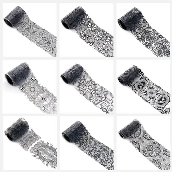 27Pcs Flower Mix Design Star Series Black Lace Charm Nail Art Sticker Manicure Supplies Popular Nail Decorations Decals JH423