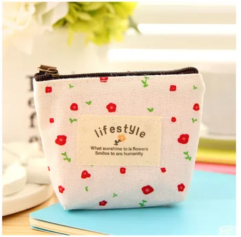 New Fashion Kawaii Fabric Canvas Mini Floral Backpack Women Girls Kids Coin Pouch Change Purses Clutch Bags Wholesale