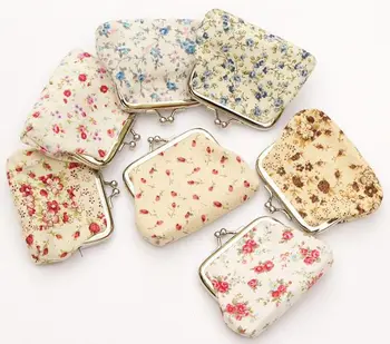 Small broken flower Hasp Coin Purse Women Lady Female Cotton fabric mini Wallet Key Pouch Gift change purse Wedding candy bag