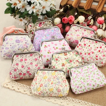 Small broken flower Hasp Coin Purse Women Lady Female Cotton fabric mini Wallet Key Pouch Gift change purse Wedding candy bag