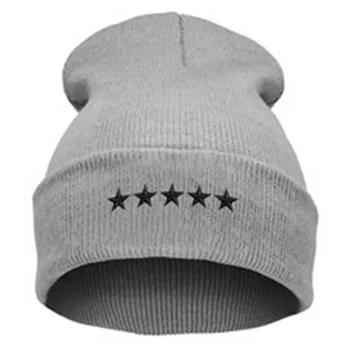 18 Color Hip-hop Hats Unisex Cap With Five-pointed Star Pattern Beanies Hat Thick Warm Winter Acrylic Knitted Hat Gorros Hombre